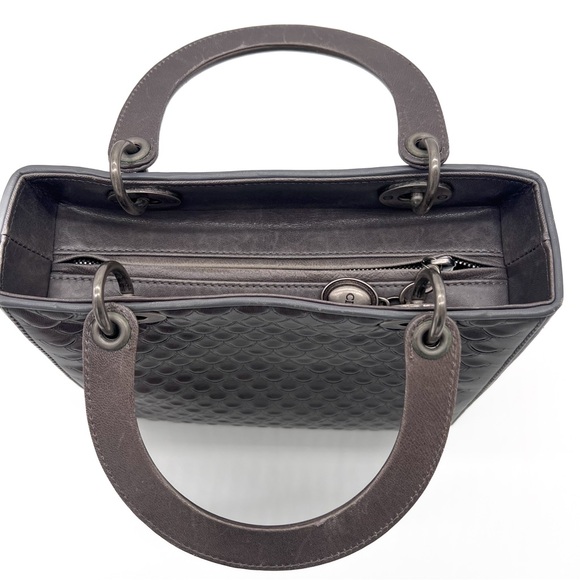 RARE Christian Dior Lambskin Fish Scale Detail Medium Lady Dior Top Handle Bag - Picture 8 of 16